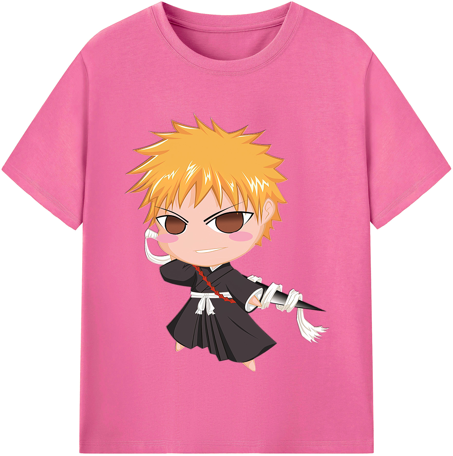 （画像用） ブリーチ 黒崎一護（くろさき いちご）BLEACH Kurosaki Ichigo レディースカジュアルプリントTシャツ（綿100％）